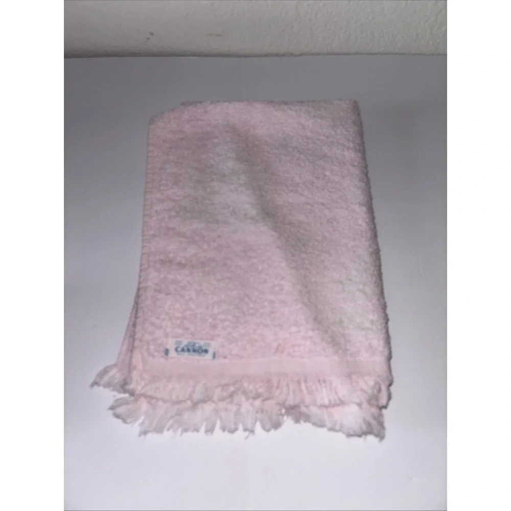 Vintage Cannon Hand Towel Floral Pink Fringe Border